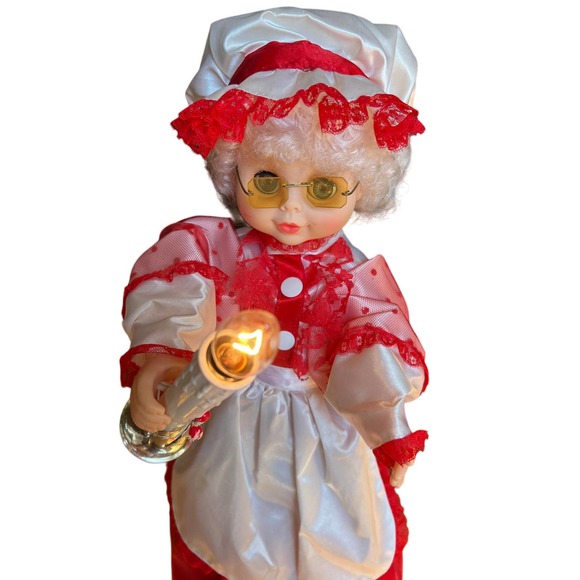 VIntage Animated Mrs Claus Waving Candle Yellow Glasses 1989 - Picture 2 of 15